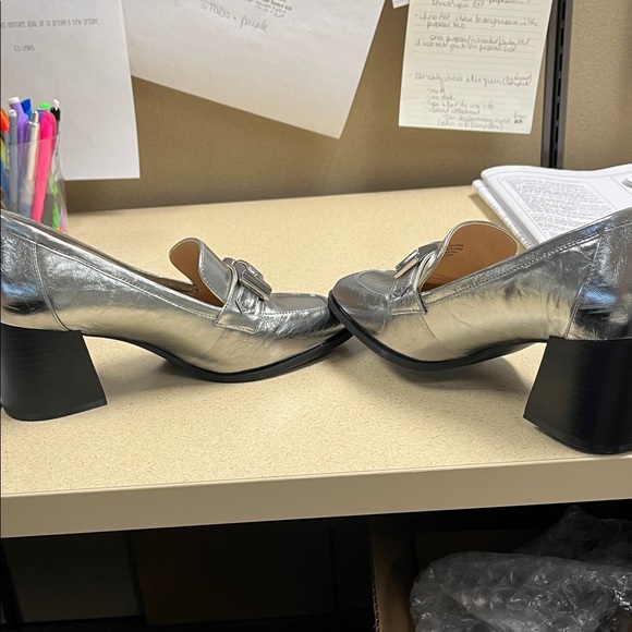 Alex Marie Metallic Silver Loafers - Picture 1 of 3